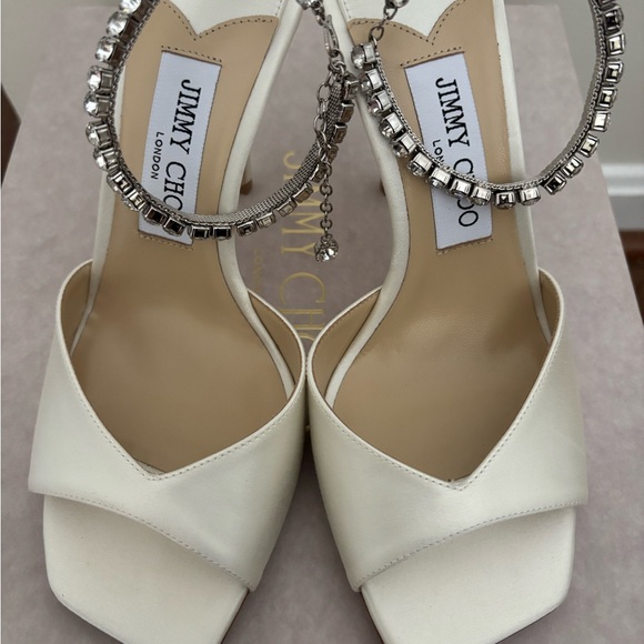 Jimmy Choo Saeda 100 crystal-embellished satin sandals - Picture 7 of 8